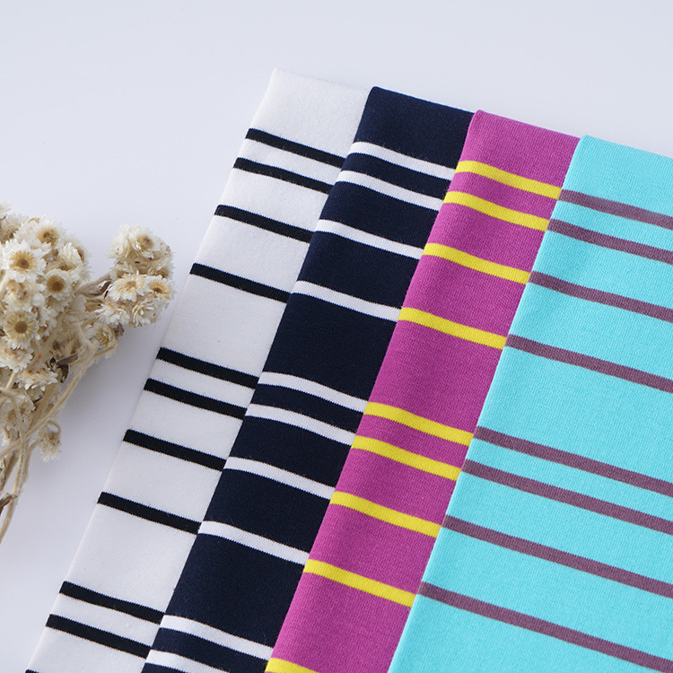 Soft And Simple And Fashionable High Quality Striped Cotton Fabric For T- Shirt