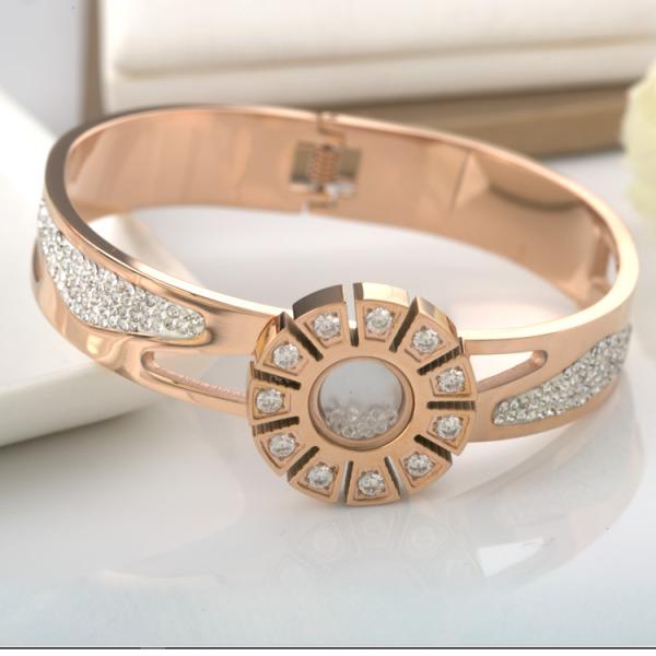 18K Gold Diamond CZ Inlay Luxury Brand Fine Jewelry Crystal Bracelet For Women