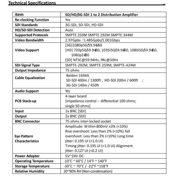 High Performance HD SDI Repeater , Video Signal Repeater 1080p With Re - Clocking