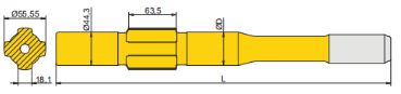 High Performance T45 Thread Alloy Steel Wear Resistant Shank Adapter For Ingersoll Rand Rock Drills