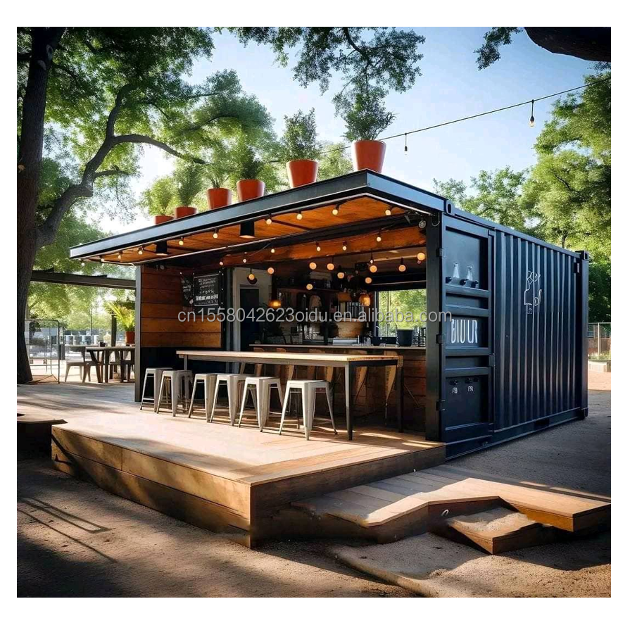 Customized Color 40ft LOFT Family Style Mobile House with Prefabricated Steel Structure and Wooden Exterior Wall