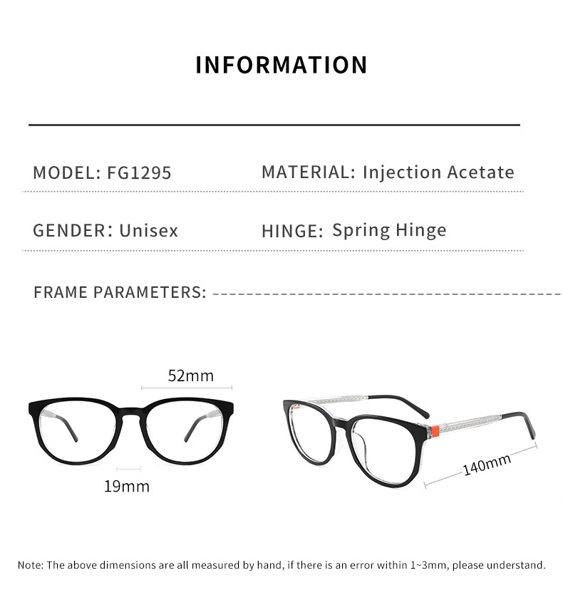 Retro Eyeglasses Unisex Round Acetate Glasses Non Prescription AC Lens