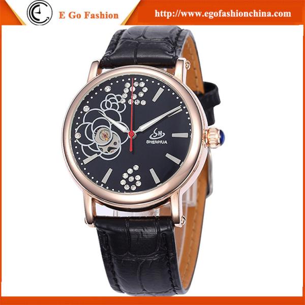 SH09 Genuine Leather Watch for Woman Rose Flower Vintage Watches Gift Wristwatch