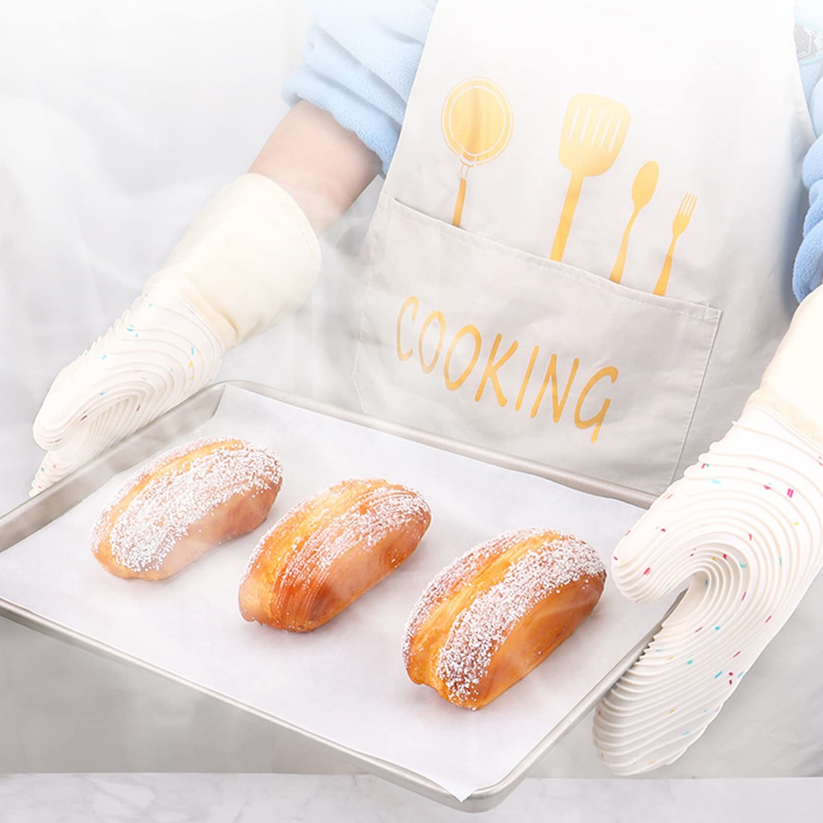 Silicone Oven Mitts Pair BBQ Gloves Heat Resistant Silicone Grilling Gloves Silicone Kitchen Utensil Baking Gloves
