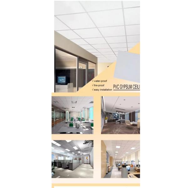 Indoor PVC Gypsum Ceiling Board Panel Tile 60x60 Moisture Resistant