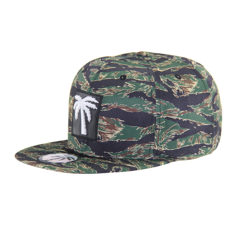 Custom Printed Camouflage Snapback Hat 6 Panel Flat Brim Snapback Cap