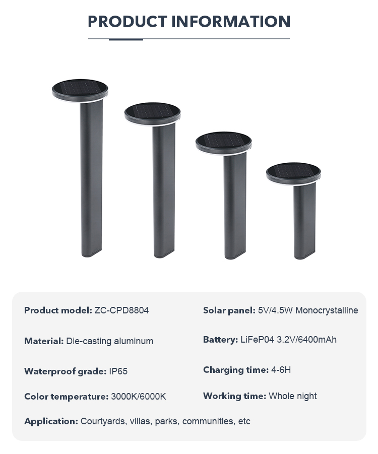 4pc set DIE-casting aluminum Solar Pathway lighting Long Last Up To 12hrs