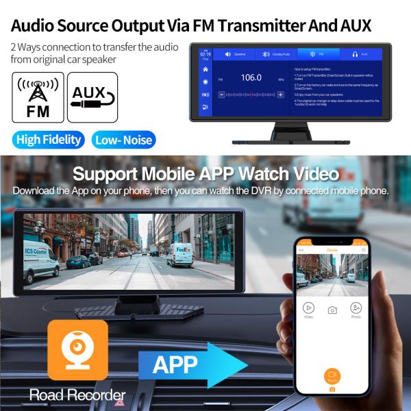 GRANDnavi 10.26Inch Universal Portable Navigation Device Linux System DVR Android Auto CarPlay