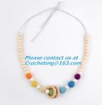 Ivory Nursing Necklace Crochet Bead Breastfeed Necklace Beige Wood Breastfeeding