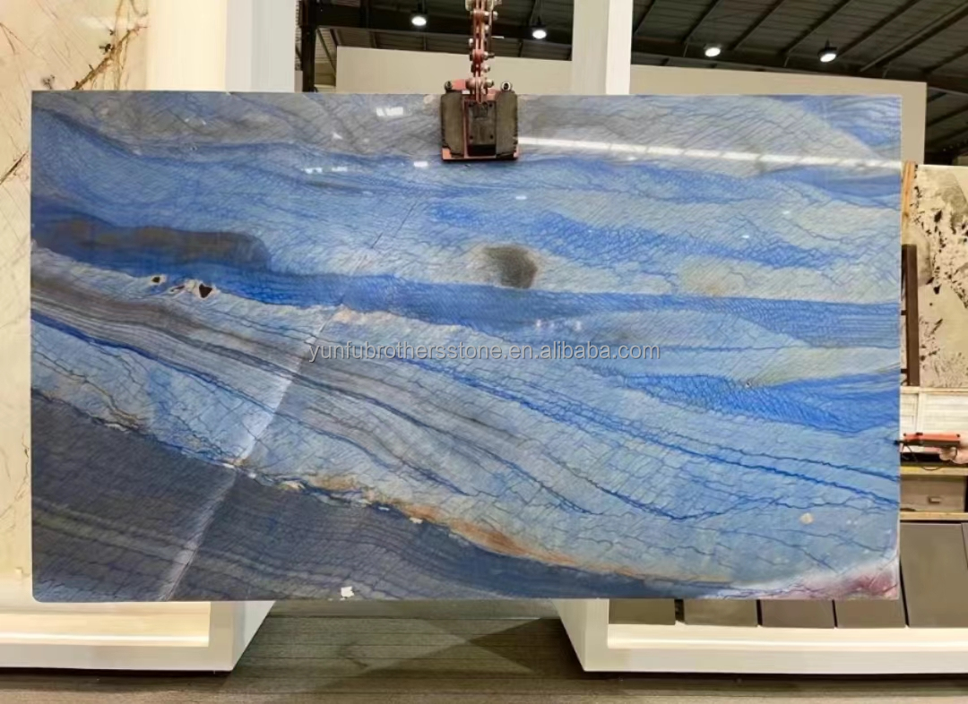 Directly Sell Honed Azul Imperial Slab Blue Sky Quartzite Grand Skylight Marble Tile