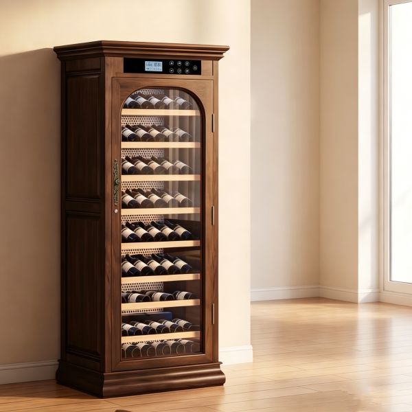Modern Solid Wood Wine Cooler Cabinet With Constant Temperature Humidity Control