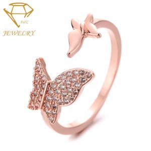 Wholesale AAA Cubic Zirconia Butterfly Ring Rose Gold Prong Setting from china suppliers