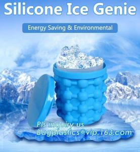 Reusable Leakproof Silicone ice Genie,Ice Cube Maker Genie Silicone Ice bucket The Revolutionary Space Saving Ice Cube M