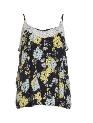 Floral Print Style Sexy Ladies Summer Tops Sleeveless Polyester Material With