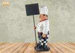 Antique Resin Fat Chef Polyresin Statue Figurine Poly Chef Holding Wooden