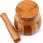 natural living bamboo garlic mortar and pestle with high quality and eco