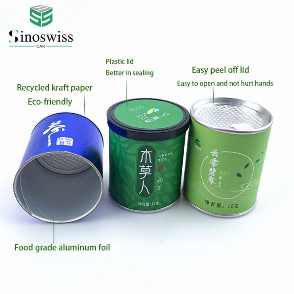 Mini Empty Tea Paper Cans Food Grade Paper Tube Container For Matcha Tea Packaging