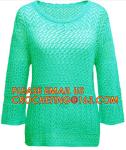 Long Sleeve Casual Hollow Pointelle Knit Pullover Women Spring Sweater