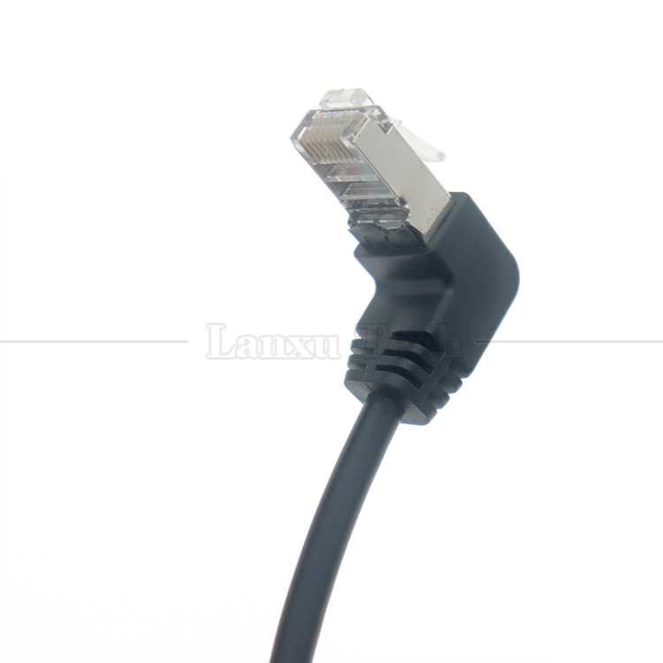 OEM STP UTP 90 Degree Right Angle RJ45 8P8C Male to RJ45 Female Socket Cat5e Ethernet Cable