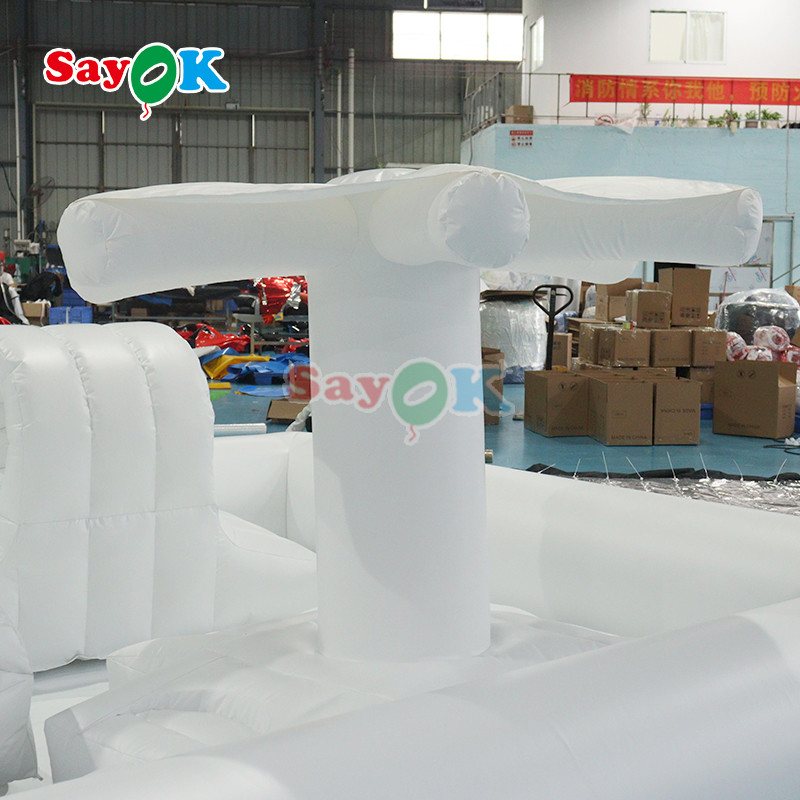 Customized Commercial Soft Play Equipment White Splash Pad Inflatable Water Park Bouncing Castle Slide