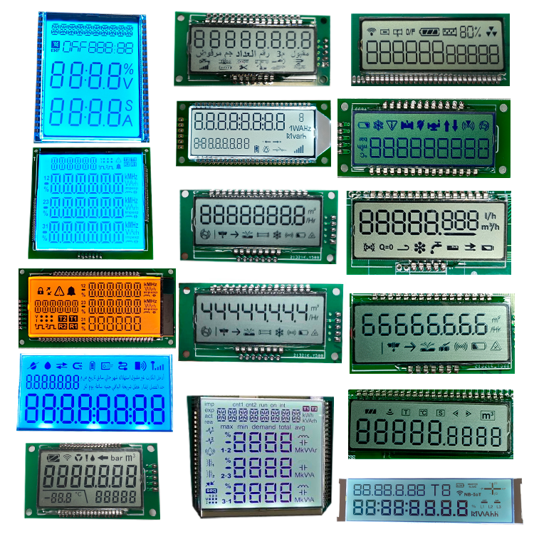 Customized Size Fstn 7 14 Segment Monochrome Lcd Screen Display For 3 phas Smart Energy Meter
