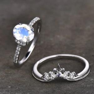 Wholesale Glamour Hot Fashion Natural Rainbow Moonstone Women 925 Sterling Silver Jewelry Ring from china suppliers