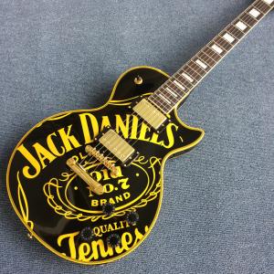 Wholesale JACK DANIELS standard LP electric guitar guitar, black and yellow combination, gold pieces, free shipping from china suppliers