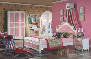Wholesale luxury solid wood teenager pink bed room set wooden bed with storage from china suppliers