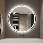 Waterproof Frameless Touch Screen Vanity Smart Led Light Round Bathroom Silver