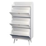 Tri-amine flip shoe cabinet with shoe rack