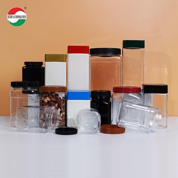Square Cans Clear Plastic Jars With Lids Screw Top Custom Labels Package Large Plastic Jar