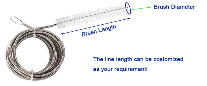 Flexible SS Handle Nylon Bristle Tube Cleaning Brush