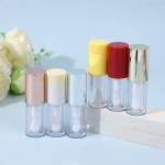 Round Plastic Lip Glaze Tube With Brush Various Colors Can Be Customized Logo