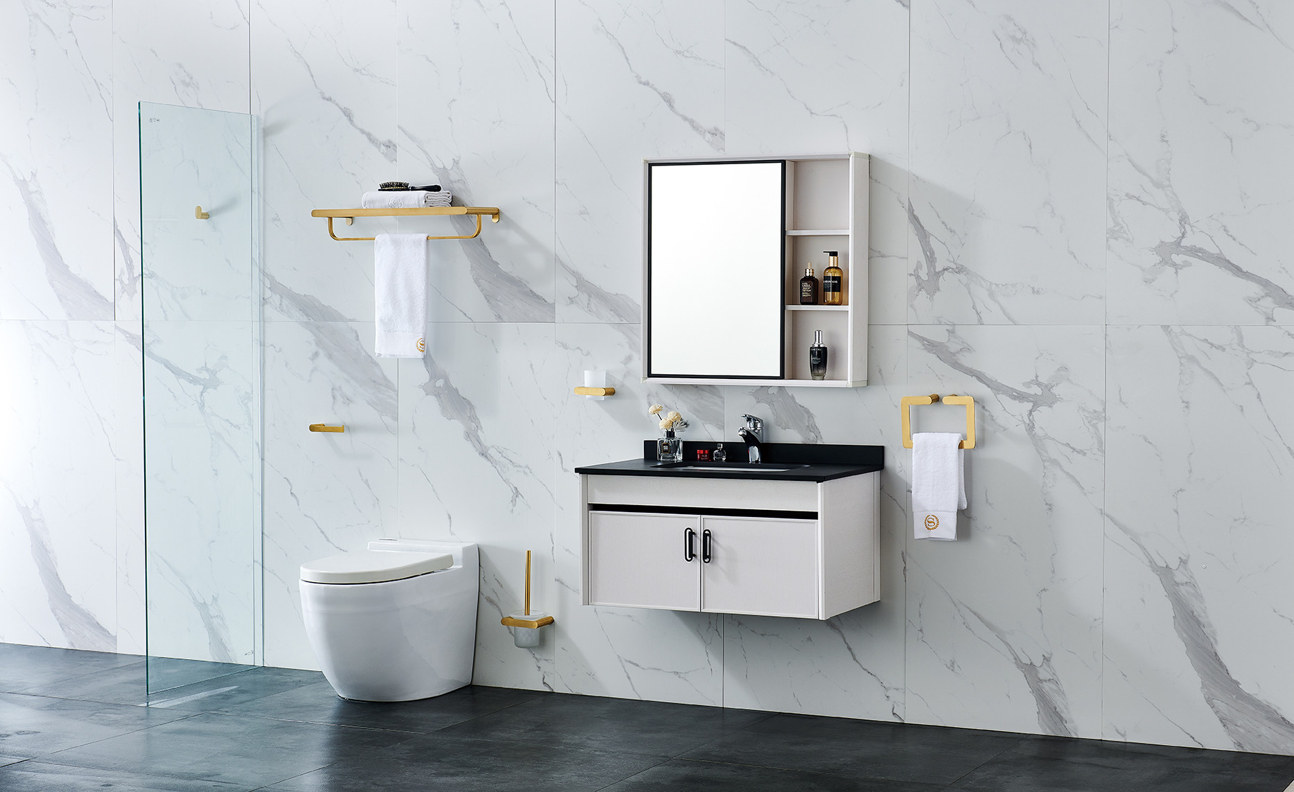 Gold Luxurious Stsinless Steel 304 Bathroom Hardware Sets Accessories