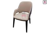 Micro Fiber Leather Wood Restaurant Chair Upholstered No Folded With Armrests