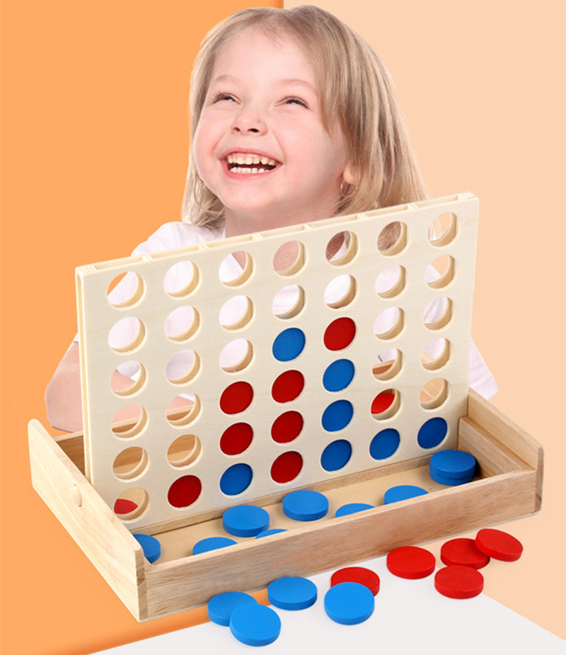 Educational Kids Line Up Row Board Puzzle Toy Wooden Foldable