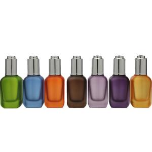 Wholesale Frosted 70-120g Serum Dropper Bottles 50ml Square Glass Bottles from china suppliers