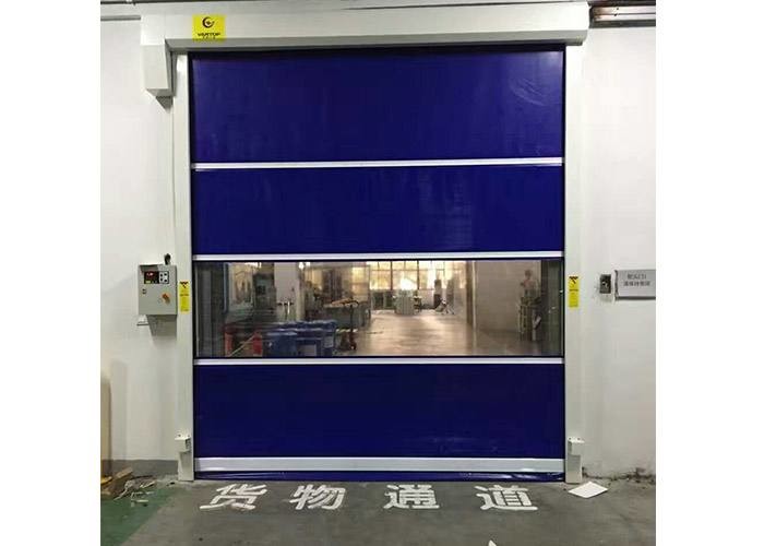 Industrial Rapid High Speed Door Stainless Frame Pvc Fabic Interior Installed For Warehouse Division