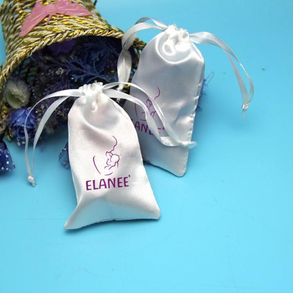 Custom Satin Drawstring Bags , Drawstring Silk Jewelry Pouches For Hair Packing