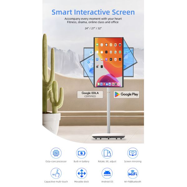 27 Inch Interactive Portable Smart Tv Touch Screen 10 Point Capacitive