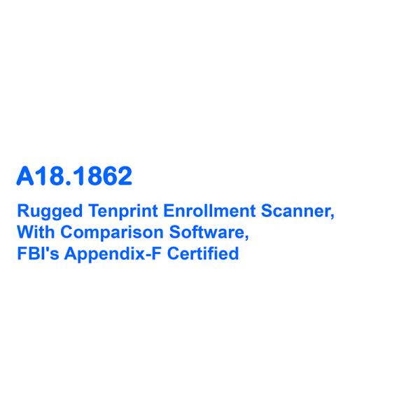 Rugged Tenprint Enrollment Scanner, With Comparison Software, FBI's Appendix-F Certified