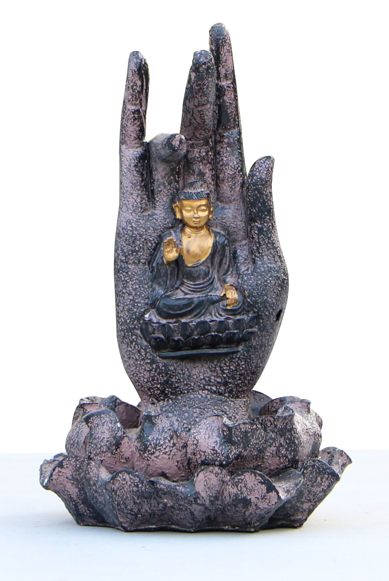 Small Polyesin Lord Buddha Statue Water Fountain , Buddha Seated On Lotus