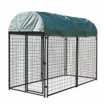 1.5x2M Powder Coated Black Metal Dog Kennel , Welded Wire Fence Dog Kennel
