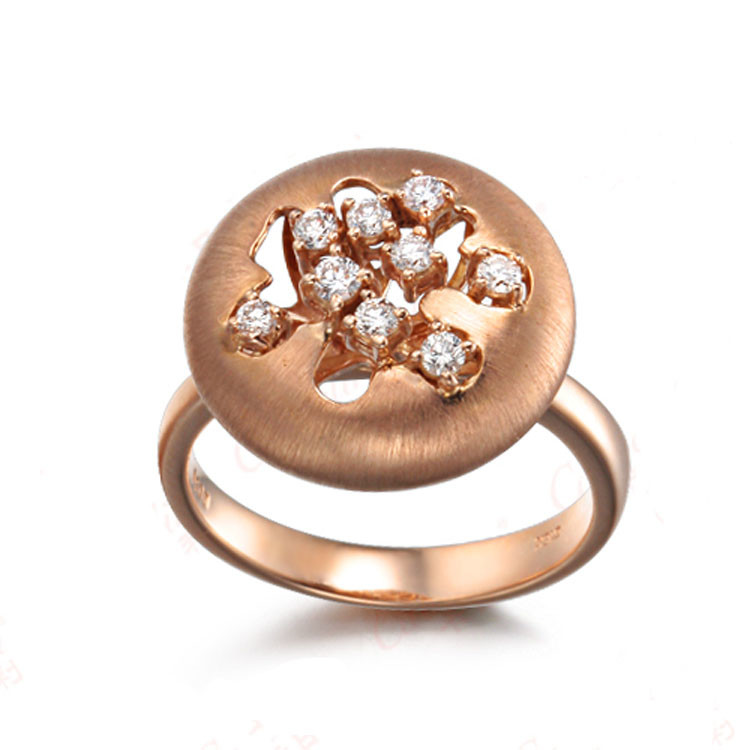 Luxury 18K Rose Gold Diamonds Pendant Charm Ring Jewelry Set (GDSET003)