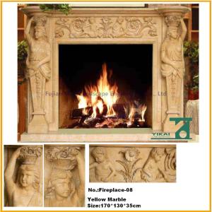 Wholesale New Design Natural Stone Yellow Fireplace Mantel from china suppliers