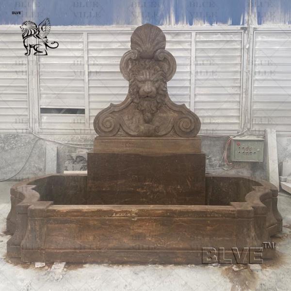 Marble Lion Head Fountains Antique Natural Stone Carving Garden Fountain
