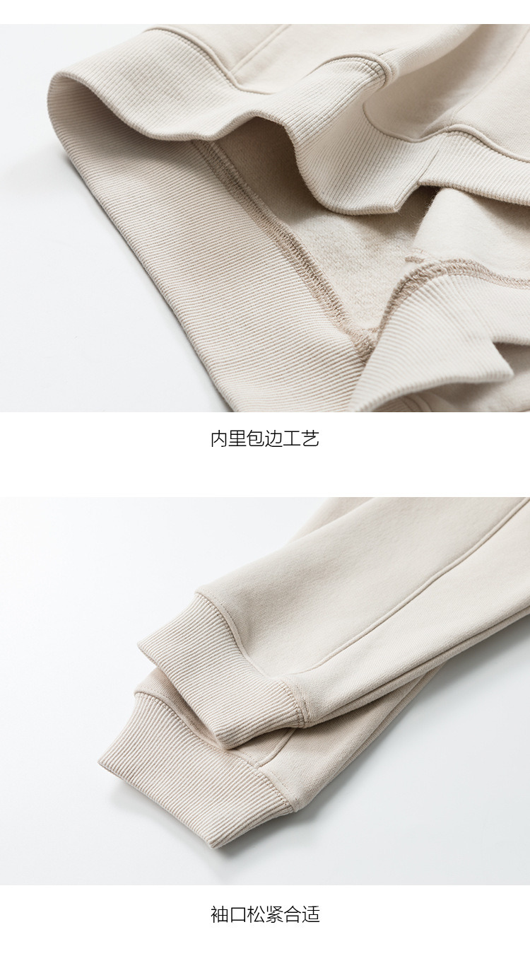 Autumn and Winter New Plus Velvet Hoodie Female Set Long Sleeve Solid Color Round Neck Loose Top and Pants