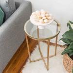 Modern Style Gold Stainless Steel Frame Tempered glass top Coffee Table Side