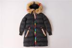 Junior Girls longline coats, Children's longline jacket, Hood Fur, Rainbow