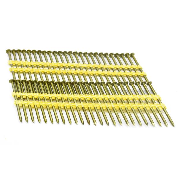 Q235 21 Degree Bright Plastic Strip Nails Hot Dipped Galvanized Finish Round